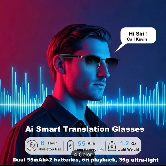 AI Translation Smart Glasses - Black